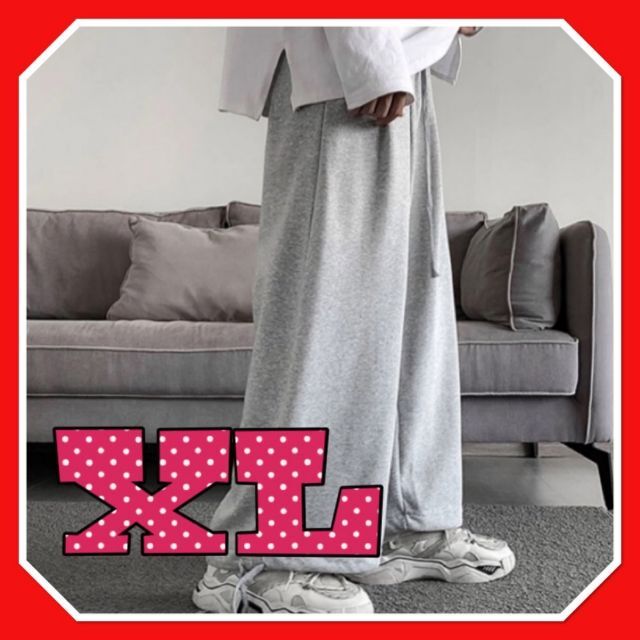 ワイドパンツ スウェット ガウチョパンツ 袴 グレー 男女  XL  メンズのパンツ(ワークパンツ/カーゴパンツ)の商品写真