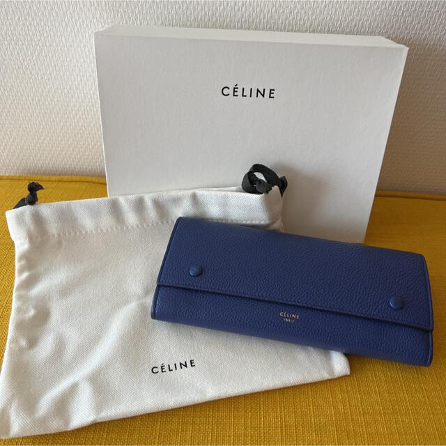 保障できる】 celine - ブルー×グレー 長財布 二つ折り マルチ