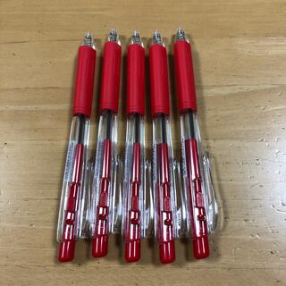 ペンテル(ぺんてる)のノック式油性ボールペン　赤色　5本セット(ペン/マーカー)