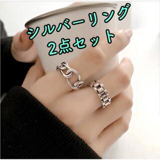 【今季人気】即日発送OK　2個セット 指輪♡韓国 クロス ペアリング シルバー(リング(指輪))