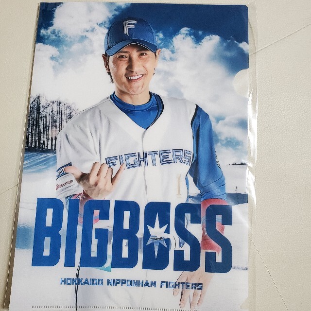 北海道日本ハムファイターズ(ホッカイドウニホンハムファイターズ)のBIGBOSS A4 クリアファイル スポーツ/アウトドアの野球(記念品/関連グッズ)の商品写真