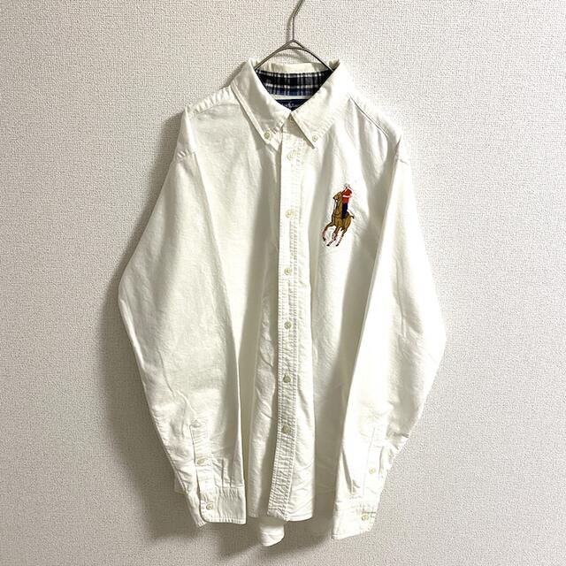 Ralph Lauren(ラルフローレン)の90s 古着 ラルフローレン BDシャツ 白シャツ 刺繍 レディース XL レディースのトップス(カットソー(長袖/七分))の商品写真