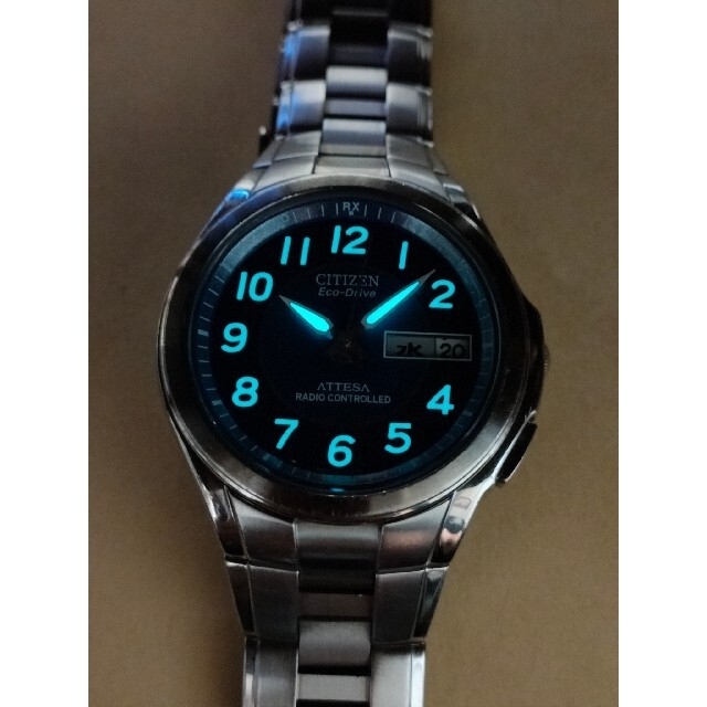 シチズン CITIZEN - 超希少品!
2Kxdl-515953363
青文字盤 シチズン アテッサ 電波ソーラー 曜日表示 H100の通販 by スポット|シチズンならラクマ にどうぞ
