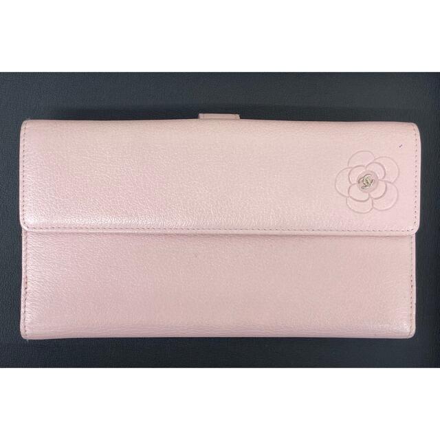 CHANEL - シャネル カメリア ココマーク ピンク レザー ウォレット 長
