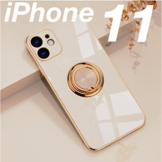 iPhone11 ケース リング付き 車載ホルダー ソフト TPU マグネット(iPhoneケース)