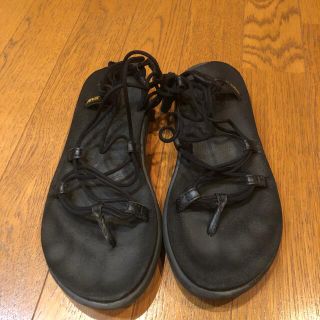 テバ(Teva)のteva  サンダル　ゴム紐　レザー  w7 ブラック　ナイスデザイン(サンダル)