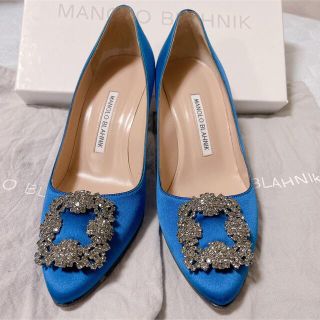 マノロブラニク(MANOLO BLAHNIK)の裏張り済み マノロブラニク♡ハンギシ ロイヤルブルー 37.5(ハイヒール/パンプス)