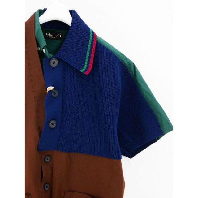 kolor - kolor カラー ドッキング シャツ 半袖 1 ブラウン S kolor - kolor カラー ドッキング シャツ 半袖 1 ブラウン S