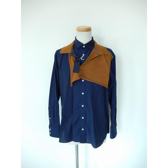 kolor - kolor カラー シャツ ドッキング 2 ネイビー 21aw M kolor - kolor カラー シャツ ドッキング 2 ネイビー 21aw M