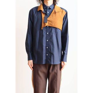 kolor カラー　シャツ　ドッキング　2 ネイビー　21aw Mサイズ