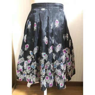 美品 ANNA SUI アナスイ【M】ミモレ丈 フレア ワンピース 花柄 黒