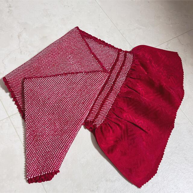 【新品・未使用】正絹・総絞り 帯揚げ 深い赤