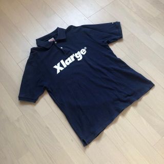 エクストララージ(XLARGE)のエクストララージ　ワンポイントロゴプリント　半袖ポロシャツ　紺x白　XLサイズ(ポロシャツ)