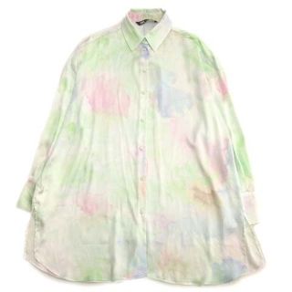 ザラ(ZARA)のザラ ZARA 水彩 マーブル模様 オーバーサイズ シャツ カットソー S(シャツ/ブラウス(長袖/七分))