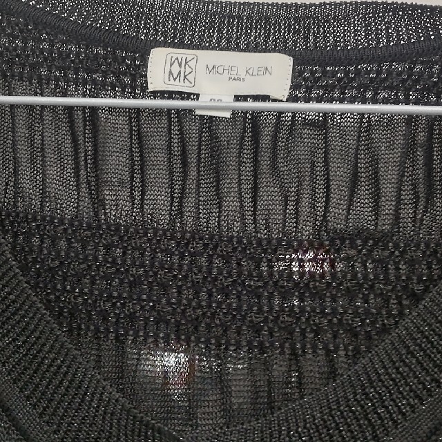 MICHEL KLEIN(ミッシェルクラン)のミッシェルクラン ブラック 透かしニット トップス カーディガン 五分袖 レディースのトップス(カーディガン)の商品写真