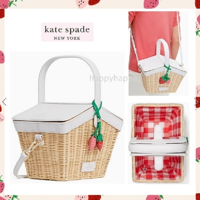 バッグkate spade　いちごストロー*ピクニックバスケット