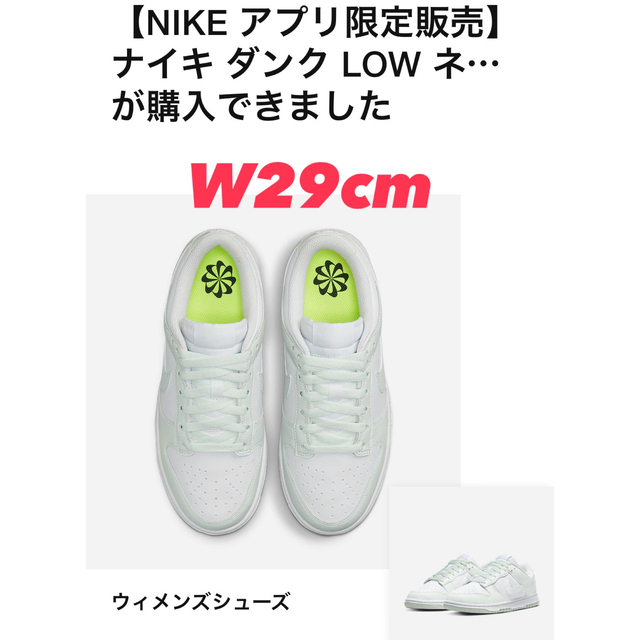 NIKE(ナイキ)のNIKE アプリ限定発売 ダンクLOW ネクストネイチャー 29cm レディースの靴/シューズ(スニーカー)の商品写真