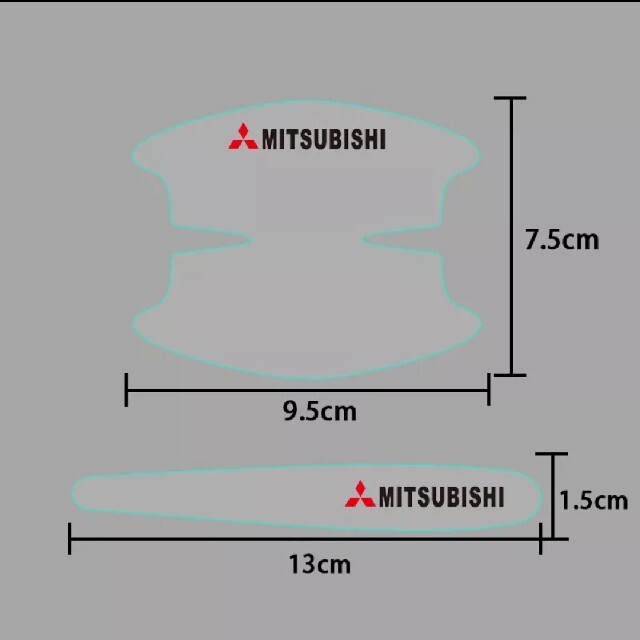 三菱(ミツビシ)のMITSUBISHI ドアハンドルボウルプロテクターステッカー8p今回特別激安価 自動車/バイクの自動車(車外アクセサリ)の商品写真