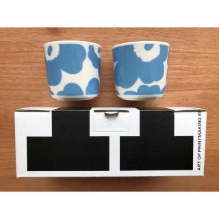 マリメッコ(marimekko)のマリメッコ　ウニッコ　ラテマグ　スカイブルー×ホワイト(グラス/カップ)