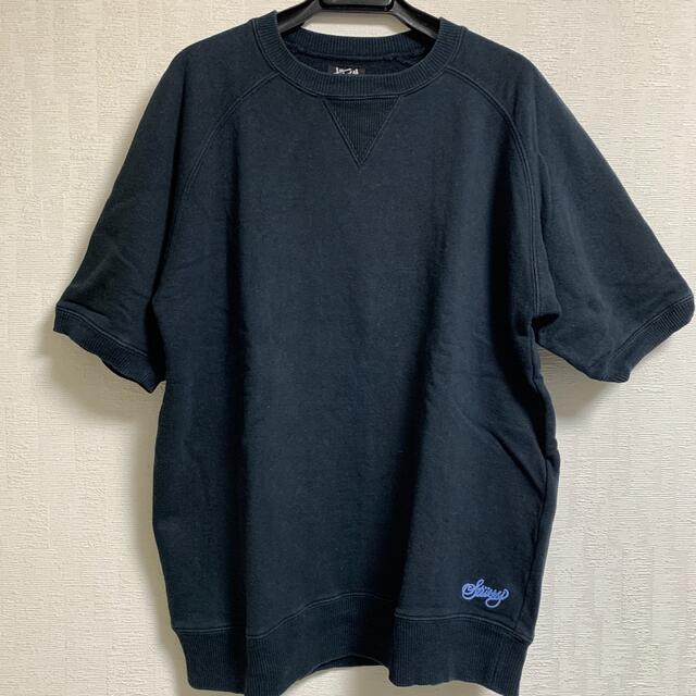 STUSSY(ステューシー)のSTUSSY 前V スウェット トレーナー 半袖 メンズL 黒 メンズのトップス(Tシャツ/カットソー(半袖/袖なし))の商品写真