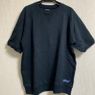 ステューシー(STUSSY)のSTUSSY 前V スウェット トレーナー 半袖 メンズL 黒(Tシャツ/カットソー(半袖/袖なし))