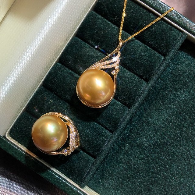 【高級】天然南洋真珠　ダイヤモンド付きリングk18 3
