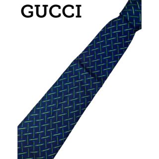 グッチ(Gucci)のGUCCI グッチ ネイビー ネクタイ レギュラー タイ ダビー シルク ロゴ(ネクタイ)