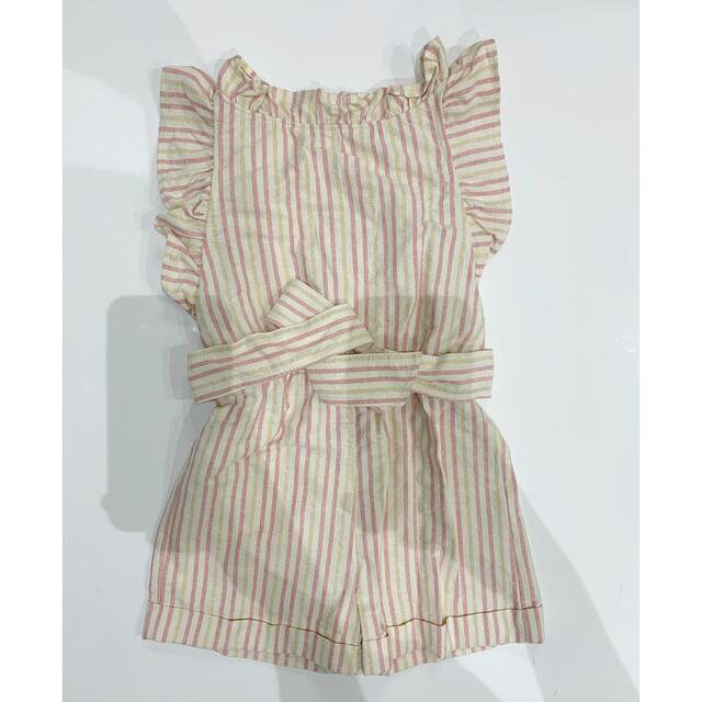 ZARA(ザラ)の新品未使用 ZARA フリルストライプワンピース 128cm size8 キッズ/ベビー/マタニティのキッズ服女の子用(90cm~)(ワンピース)の商品写真