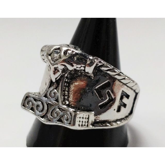 【２４号】　トールハンマーのリング　指輪　バイキング　雷神　北欧神話 メンズのアクセサリー(リング(指輪))の商品写真