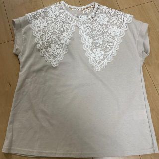 シマムラ(しまむら)の未使用タグ付　　しまむら　レースえりつき　Tシャツ　L(Tシャツ(半袖/袖なし))