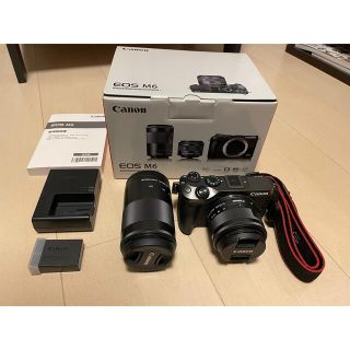 キヤノン(Canon)の【美品】Canon EOS M6 Wズームキット(ミラーレス一眼)