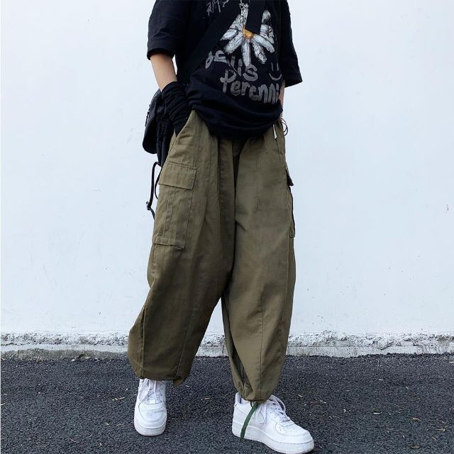 最大90%オフ! カーゴパンツ ワイド ボトムス ユニセックス メンズ 袴パンツ 黒 L 人気 okhuijsen.com