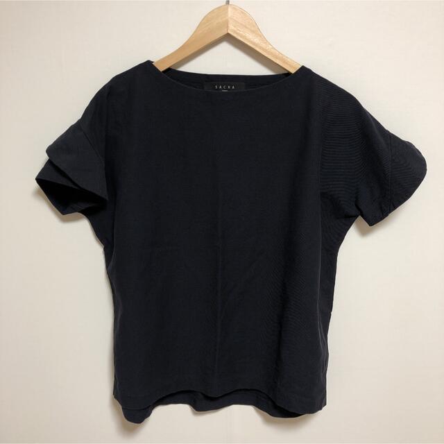 SACRA(サクラ)の袖フリルブラウス　ネイビー　綿100 メンズのトップス(Tシャツ/カットソー(半袖/袖なし))の商品写真