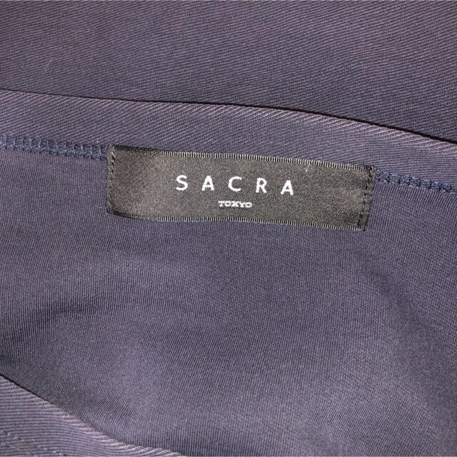 SACRA(サクラ)の袖フリルブラウス　ネイビー　綿100 メンズのトップス(Tシャツ/カットソー(半袖/袖なし))の商品写真