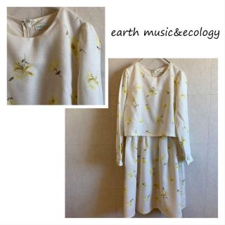 アースミュージックアンドエコロジー(earth music & ecology)のearth music&ecology 黄色花柄 ワンピース(ロングワンピース/マキシワンピース)