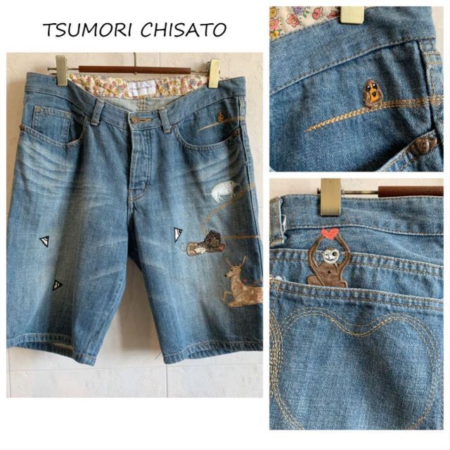 TSUMORI CHISATO(ツモリチサト)のツモリチサト アニマル デニムショートパンツ 動物 レディースのパンツ(ショートパンツ)の商品写真