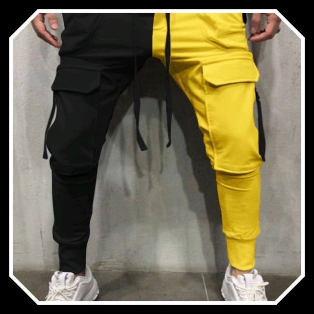 79%OFF!】 大人気 トラック パンツ ツートン ジョガー カーゴ ストレッチ 黒黄 L トラックパンツ ツートン ジョガーパンツ カーゴパンツ ストレッチ 黒赤 L