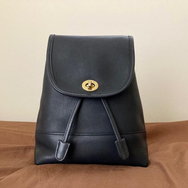 良品✨OLD COACH ミニリュック ターンロック レザー ダークネイビー