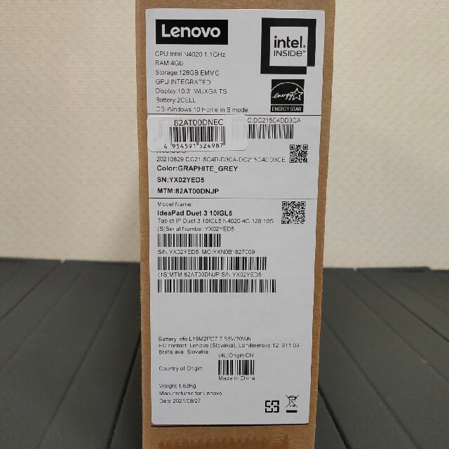 【新品/未使用/未開封】☆Lenovo☆IdeaPad Duet 350i