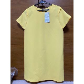 ザラ(ZARA)のZARA BASIC  イエローワンピース　　S(ひざ丈ワンピース)