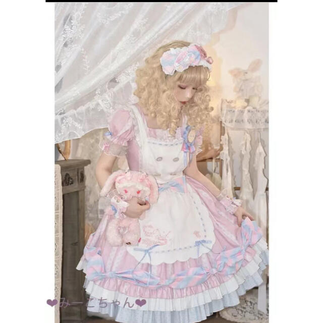 Angelic Pretty(アンジェリックプリティー)のミラクルニキ・夢のお茶会　ワンピースフルセット　甘ロリ　しゅくれどーる　ロリィタ レディースのワンピース(ひざ丈ワンピース)の商品写真