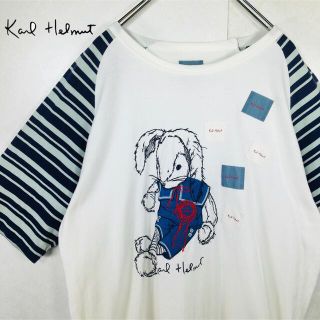 カールヘルム(Karl Helmut)の匿名配送 カールヘルム うさぎ 半袖Tシャツ ボーダー ゆるダボ Lサイズ(Tシャツ/カットソー(半袖/袖なし))