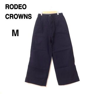 ロデオクラウンズ(RODEO CROWNS)のロデオクラウンズ レディース ベイカーパンツ ワイドパンツ M ネイビー(カジュアルパンツ)