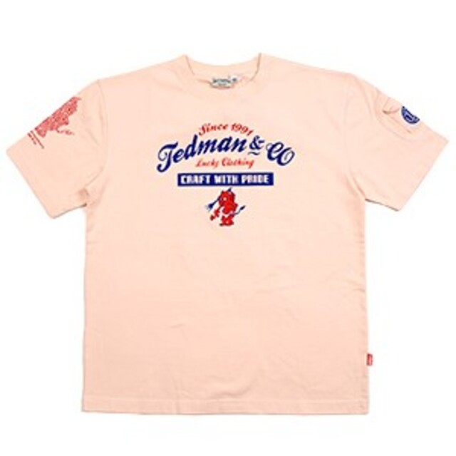 TEDMAN(テッドマン)のテッドマン/Tシャツ/ピンク/TDSS-546/エフ商会/カミナリモータース メンズのトップス(Tシャツ/カットソー(半袖/袖なし))の商品写真