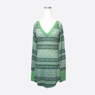 フリーピープル(Free People)の★新品★フリーピープル★両Vネック長袖Tシャツ (Green/M)(カットソー(長袖/七分))