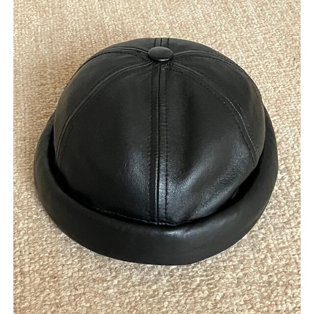 beton cire miki fisherman leather cap 黒