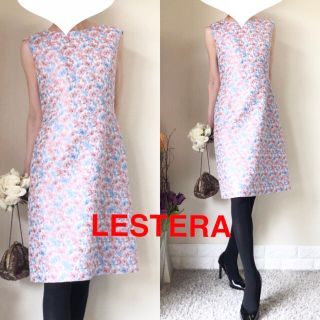 逆輸入 レステラ LESTERA 花柄ジャガード膝丈ワンピース M ひざ丈 ...