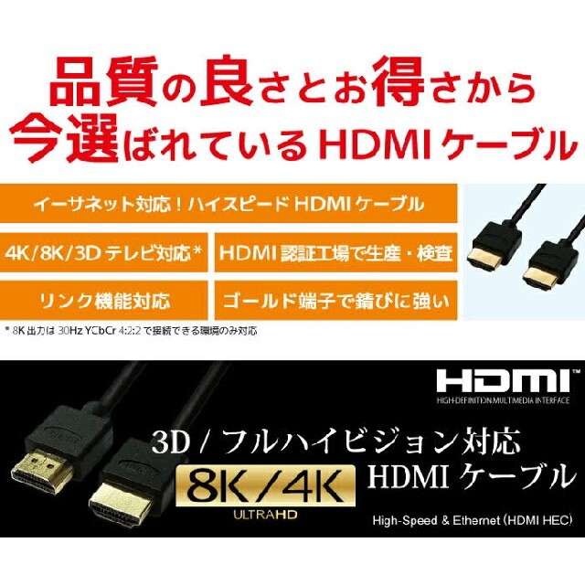 HDMIケーブル(スーパースリム) 5.0m Ver.2.0b 新品 スマホ/家電/カメラのテレビ/映像機器(映像用ケーブル)の商品写真
