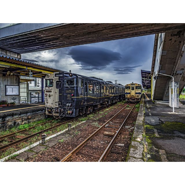 美麗! 高精細 プリント 写真 「曇天の指宿駅。」