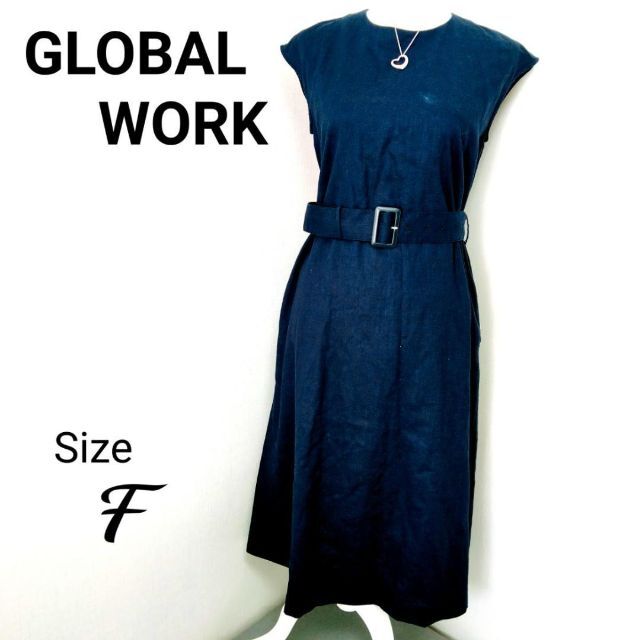 GLOBAL WORK(グローバルワーク)のグローバルワーク GLOBAL WORK　ワンピース ネイビー レディースのワンピース(ひざ丈ワンピース)の商品写真